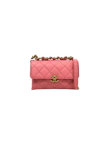 chanel 粉色 Classic Flap 皮革鍊條單肩包 肩背包 鍊條包