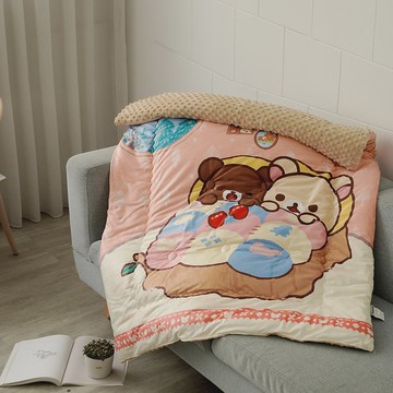 正版卡通授權/Rilakkuma拉拉熊-夢迴森林/泡泡兒童暖絨被-100x120