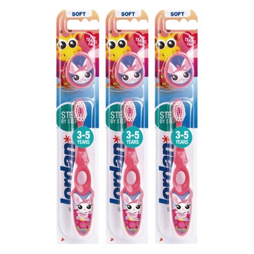 Jordan 兒童牙刷 3-5歲 雙密度敏感刷毛  款式隨機  1入  3支