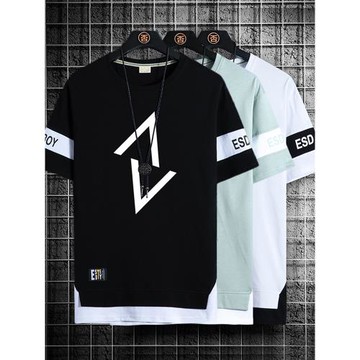 夏季短袖t恤男潮牌印花新款純棉半袖男士體恤衫潮流帥氣寬松衣服T