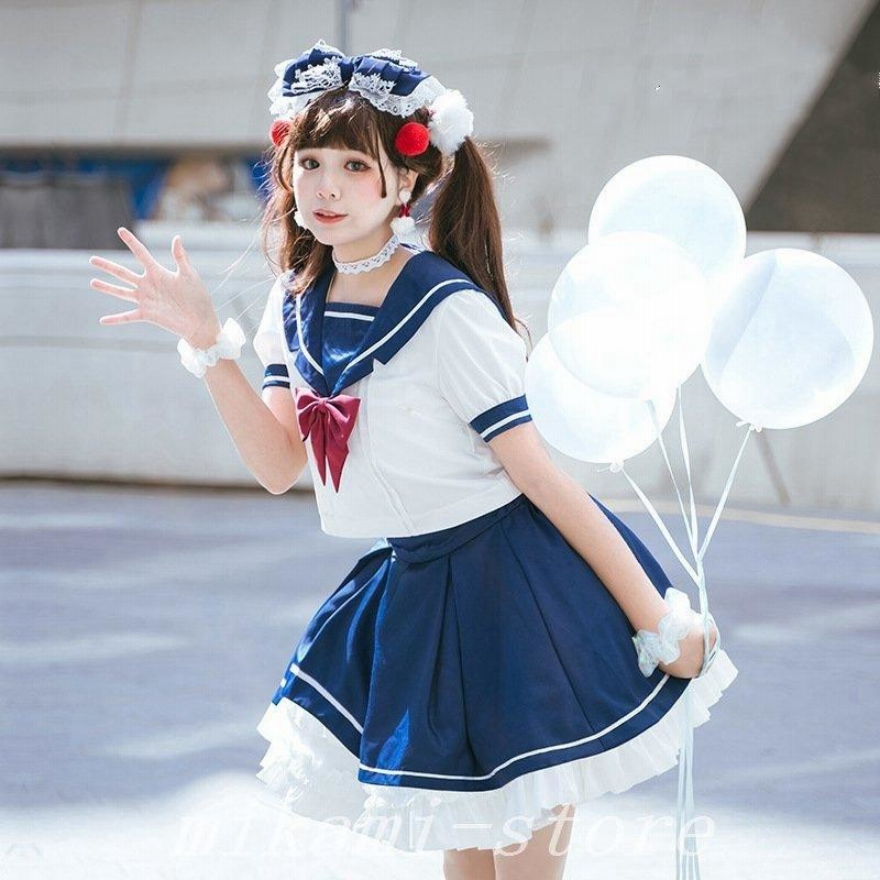 おトク】 レディースワンピース ブルー 軍服 ロリータ コスプレ