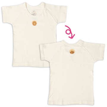 akachan honpo - ah短袖圓領上衣2件組-穿衣練習-米白色