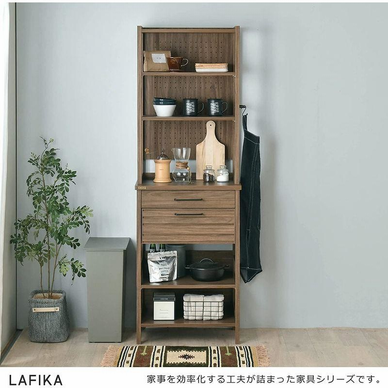 2022年限定カラー 佐藤産業 LAFIKA キッチンラック 食器棚 幅60cm 奥行40cm 高さ180cm オークホワイト スリム 可動棚  背面化粧 スチール