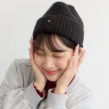 保暖粗針小愛心針織毛帽