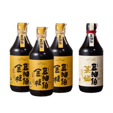 【豆油伯】 明星雙饗組(金桂釀造醬油500mlx3+茶姬釀造醬油x1，共4入)