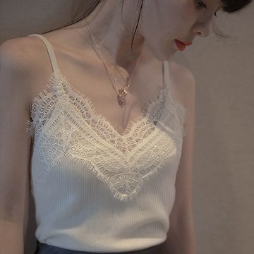 寬鬆 t恤 吊帶上衣 細肩帶 平口吊帶背心 背心女生 螺紋蕾絲背心女外穿單兩件夏季新款修身吊帶內搭無袖打底衫上衣服