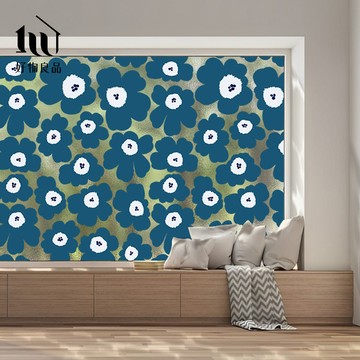 【好物良品】《藍色花語》獨家設計無痕無膠霧面玻璃窗戶靜電貼紙｜可訂製尺寸(@haowu)