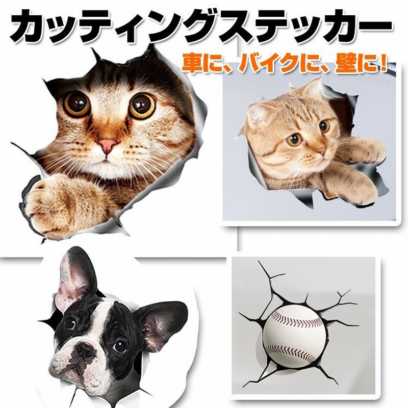 楽天市場】ウォールステッカー 可愛い猫 犬 シール式 3D壁 部屋
