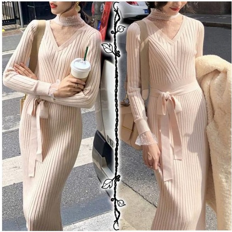 スリット セクシー スリットワンピ リブニット リブニットワンピース ワンピ ワンピース ニットワンピ ロングセーター ロング丈 細身 タイト Vネッ 通販 Lineポイント最大get Lineショッピング