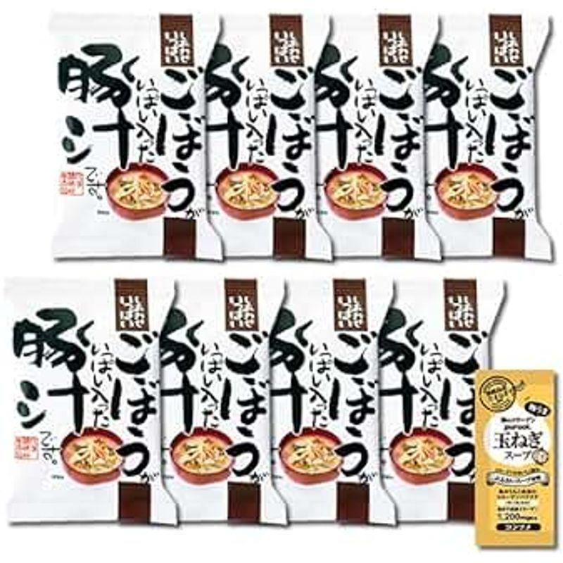 コスモス食品 ごぼうがいっぱい入った豚汁 8食まとめ買いセット コラーゲン玉ねぎスープ1食付き