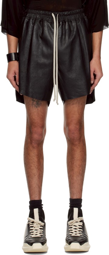 Rick Owens 黑色 Hollywood Boxers 皮革短裤