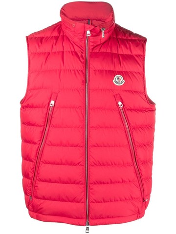 Moncler - logo-patch padded vest - men - Fabric - 4 - Red
