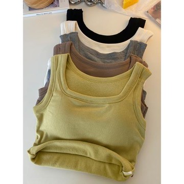 大碼胖mm2026新款內搭帶胸墊吊帶背心女韓版時尚白色美背無袖上衣