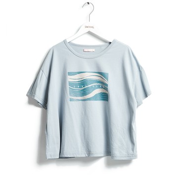 SOMETHING｜女裝｜海洋映像印花短版剪裁T恤