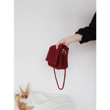 如意花嫁｜原創小眾編織紅色包包 手工自制婚包腋下單肩包材料diy