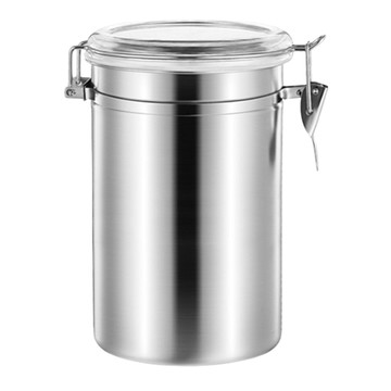 可視蓋不鏽鋼密封卡扣儲物罐 銀色  1個  2L