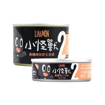 LitoMON怪獸部落-2種肉無膠主食罐-貓用鮭魚鰹魚餐 165g (A026) x 12入組