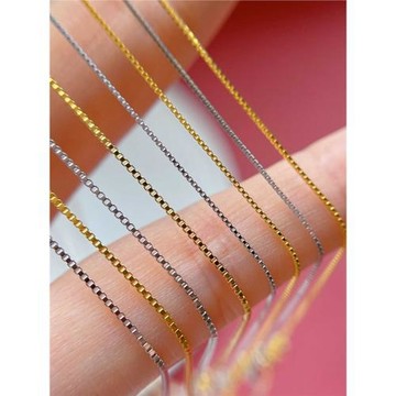 s925純銀盒子鏈素鏈裸鏈針式萬能鏈可調節長短穿小珠子掛吊墜頸鏈