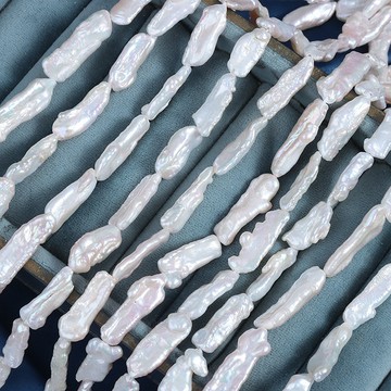 Zz-7-8mm直孔琵琶珠巴洛克異形天然珍珠長條無核一串約16-18個左右