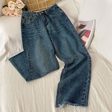 復古牛仔褲女春秋年新款小個子高腰垂感直筒褲九分褲子ins潮