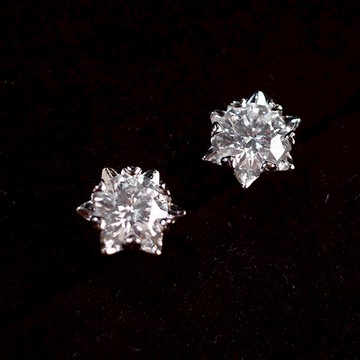 [莫桑鑽.耳環]高品質 0.5克拉 雪花莫桑鑽耳環【UME】附鑑定證書 S925純銀耳環 鑽耳環 純銀鑽耳環