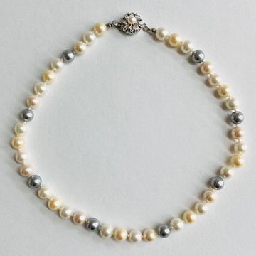 貝殼拋光珍珠混色全結項鍊 / 8mm 約 42cm / 粉彩色系混搭 / 日本製造