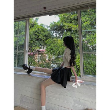 減齡LazyDidi超高腰短裙套裝襯衫