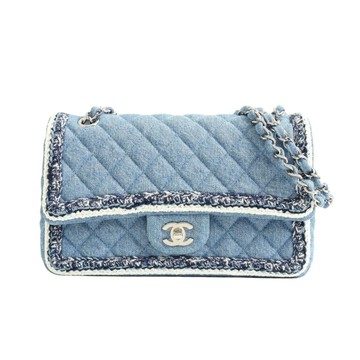 CHANEL 香奈兒 Matelasse 25 鍊帶 肩背包 藍色 牛仔布 銀扣 【二手名牌BRAND OFF】