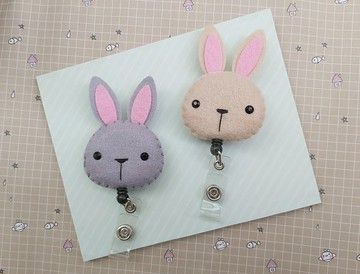 2色兔子造型證件伸縮夾.易拉扣.識別證夾.悠遊卡