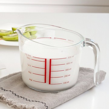 菲內克斯鋼化玻璃帶刻度量杯微波爐用加熱牛奶杯耐熱