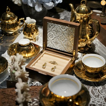 首饰盒 化妝品收納盒 便攜實木木質首飾盒戒指盒項鏈盒收納盒絨布戒指耳環禮物非亞克力