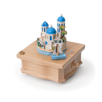 【愛琴海】小巧繞圈音樂盒 世界旅行 希臘 聖托里尼 帆船