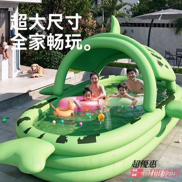 ‍超優惠~可開發票‍ 鯊魚充氣遊泳池家用城堡水上樂園兒童別墅庭院水池洗澡池戲水戶外 BRLC