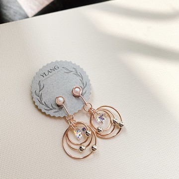 YLANG【美麗漩渦-淺色】多圈水晶耳環Swarovski/藝術銅線