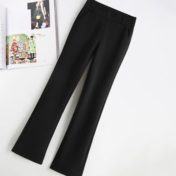 (免運)小個子黑色微喇褲2025夏季新款女裝高腰顯瘦大碼直筒褲彈力喇叭褲