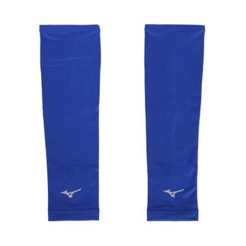 MIZUNO 袖套-台灣製 抗UV 反光 吸濕排汗 慢跑 自行車 單車 32TYDG0316 藍銀