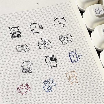 ❤️在臺好貨❤️爆款 可愛 自嘲熊 奶油 光敏印章 浸透式 按壓 圖章 生活 記錄 diy 手賬 素材 裝飾