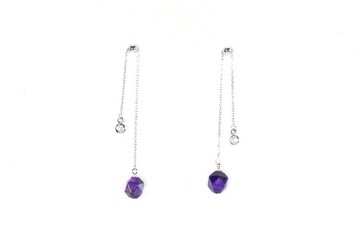 【畢業禮物】【聖誕禮盒】紫虎眼石S925純銀鋯石耳釘耳環/耳夾