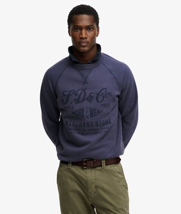 Superdry Men's The Merchant Store - Vintage Print Sweatshirt Navy Size: Xxl