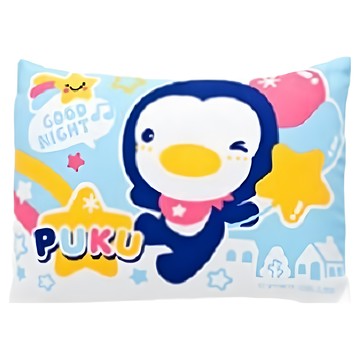 PUKU 藍色企鵝 花木馬寶寶枕 純棉透氣枕套可拆卸  32 x 24cm  水色