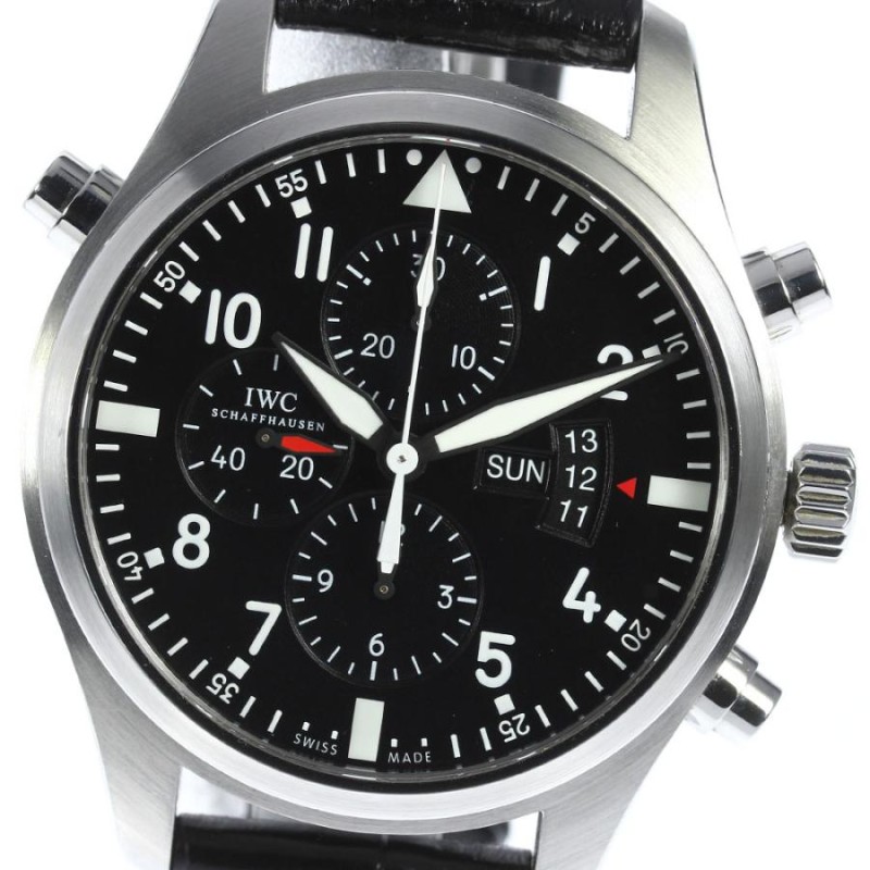 ☆美品☆内箱・保証書付き【IWC SCHAFFHAUSEN】IWC パイロットウォッチ デイデイト ダブル クロノグラフ IW377801 自動巻き  メンズ | LINEショッピング