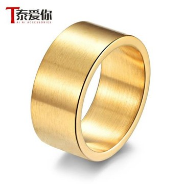 泰愛你簡約10MM啞光拉絲光面戒指潮男個性復古鈦鋼簡單素圈指環