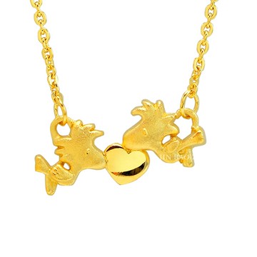 史努比SNOOPY-歡樂胡士托-黃金項鍊(鎖骨鍊)