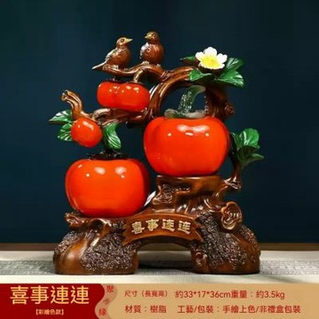 柿子擺件客廳入戶玄關電視櫃裝飾品喜鵲招財喬遷新居禮物