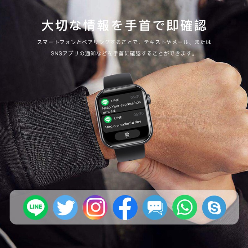 即納 スマートウォッチ 通話機能 血糖値測定 体温 血圧 血中酸素 心拍