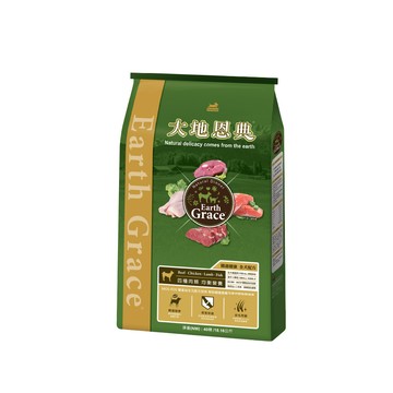 Earth Grace 四種肉類 40LB 狗乾糧 犬糧推薦 全齡犬 雙重益生元腸道配方 補鈣骨質保健 Omega魚油大容量【官方直營】