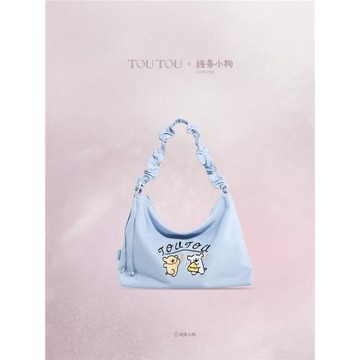 TOUTOU線條小狗聯名輕便出游大容量藍色單肩斜挎包包女生生日禮物