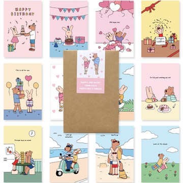 Monolike Happy and Lucky Good Days 12款明信片組  1組  混合顏色