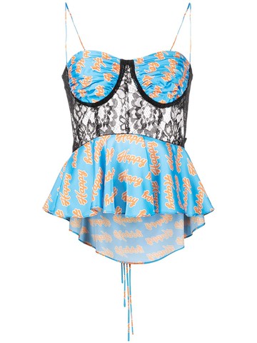 Natasha Zinko - graphic print blouse - women - Polyester - XS - Blue