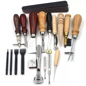【兔子】廠家直銷 皮革工具套裝DIY手工皮具手縫套裝皮革手工套裝藝18件套免運